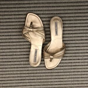 Manolo Blahnik Berna Thong Sandal Gold